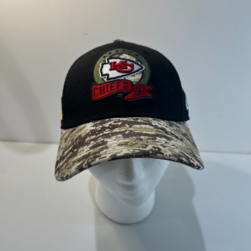 Kansas City Chiefs NFL Camo Trucker Hat New‎ Era Salute to Service Adjustable